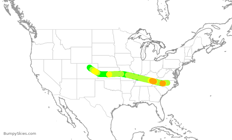 Turbulence forecast map for SWA3428, RDU to DEN