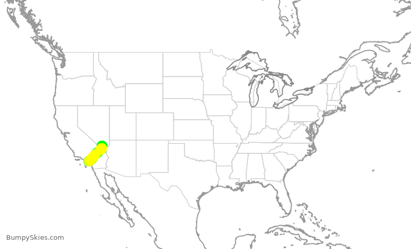 Turbulence forecast map for SWA342, LAS to SNA