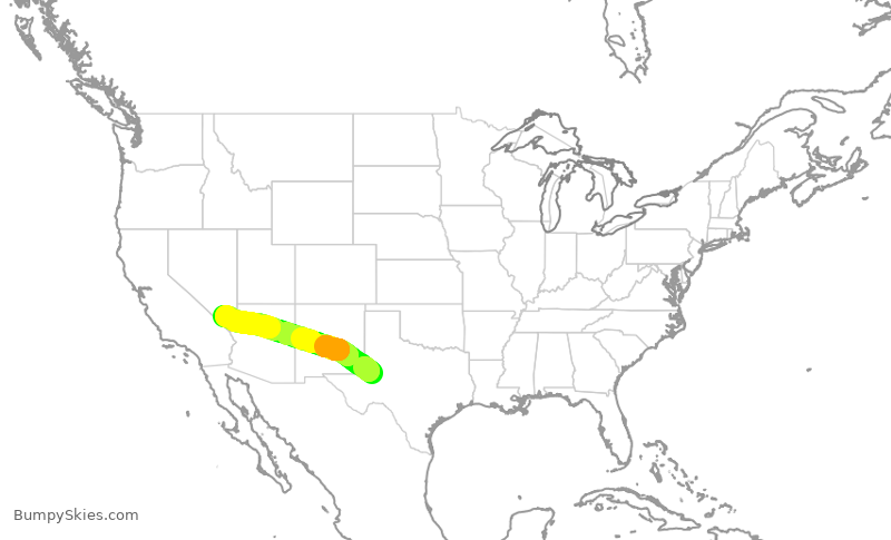 Turbulence forecast map for SWA342, MAF to LAS