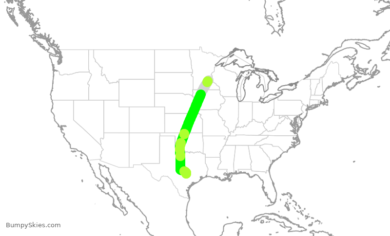 Turbulence forecast map for SWA342, MSP to AUS