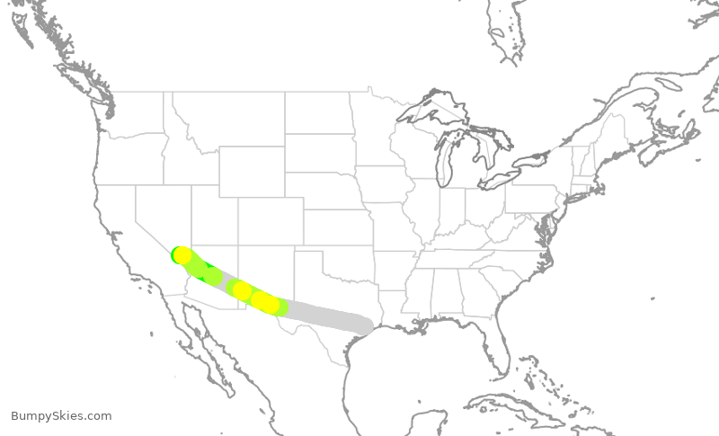 Turbulence forecast map for SWA3435, HOU to LAS