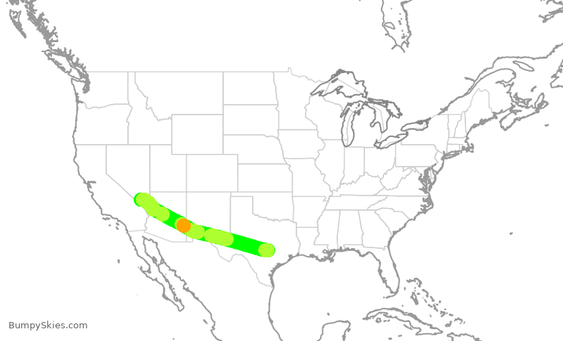 Turbulence forecast map for SWA343, AUS to LAS