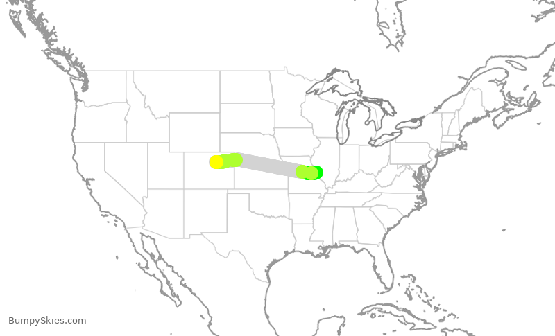 Turbulence forecast map for SWA3449, DEN to STL
