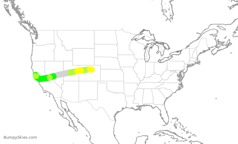 Turbulence forecast map for SWA345, DEN to STS