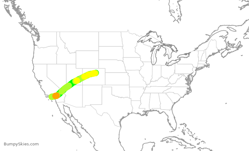 Turbulence forecast map for SWA3460, DEN to LAX