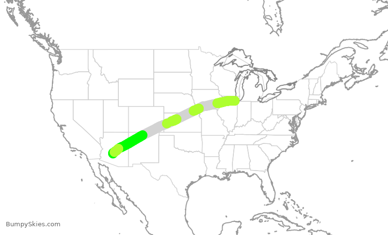 Turbulence forecast map for SWA3465, MDW to PHX