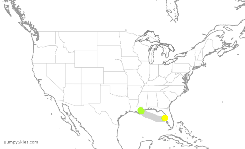 Turbulence forecast map for SWA3467, TPA to MSY