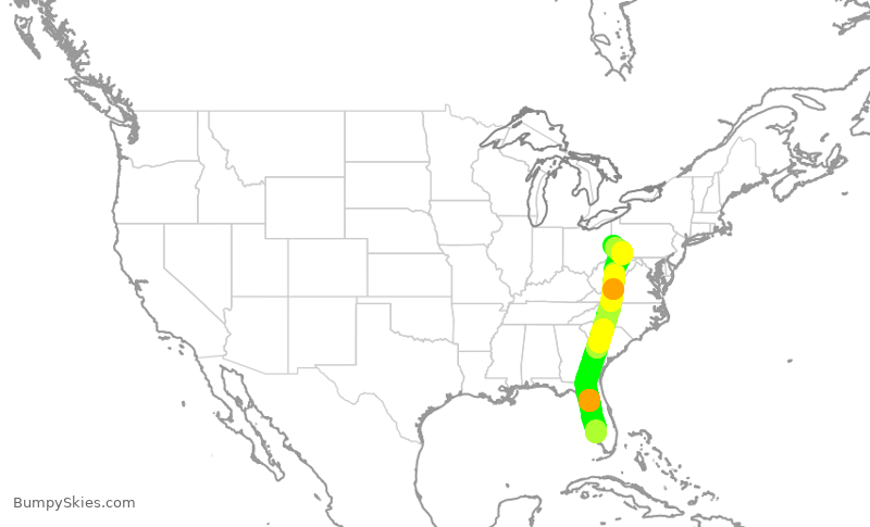 Turbulence forecast map for SWA3470, RSW to PIT