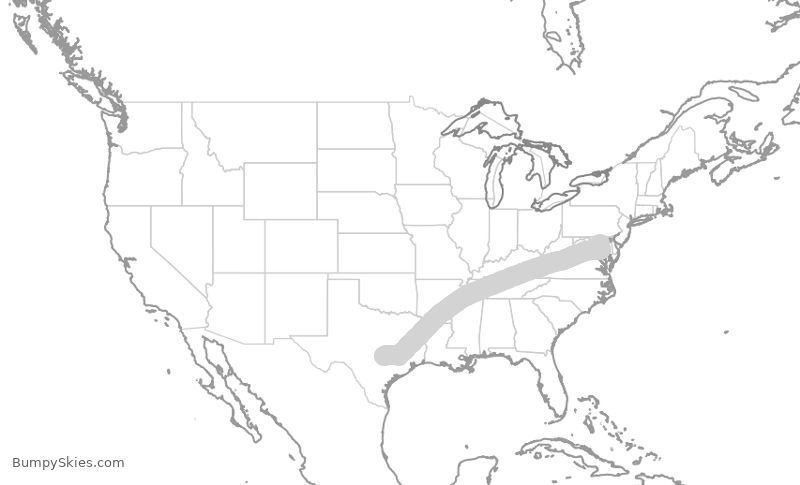Turbulence forecast map for SWA3472, AUS to DAL