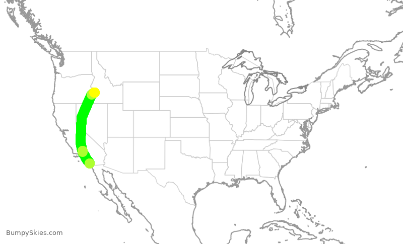 Turbulence forecast map for SWA3472, BOI to SAN