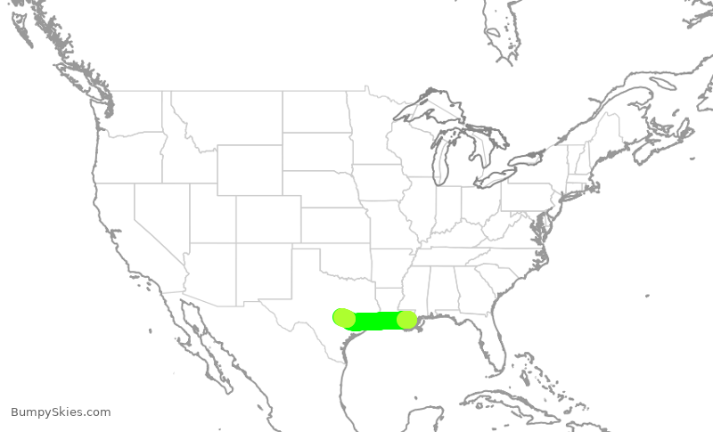 Turbulence forecast map for SWA3475, MSY to AUS