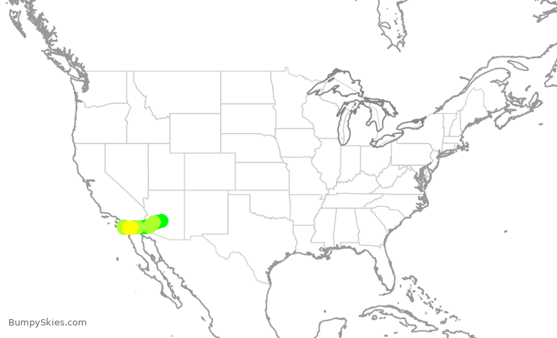 Turbulence forecast map for SWA3477, SAN to PHX