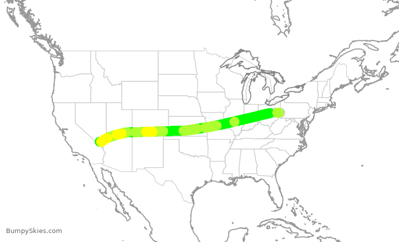 Turbulence forecast map for SWA3484, PIT to LAS