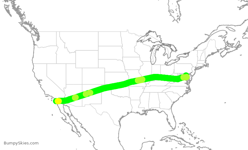 Turbulence forecast map for SWA3486, SAN to BWI