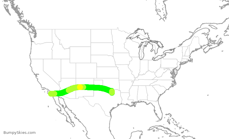 Turbulence forecast map for SWA3492, SAN to DAL