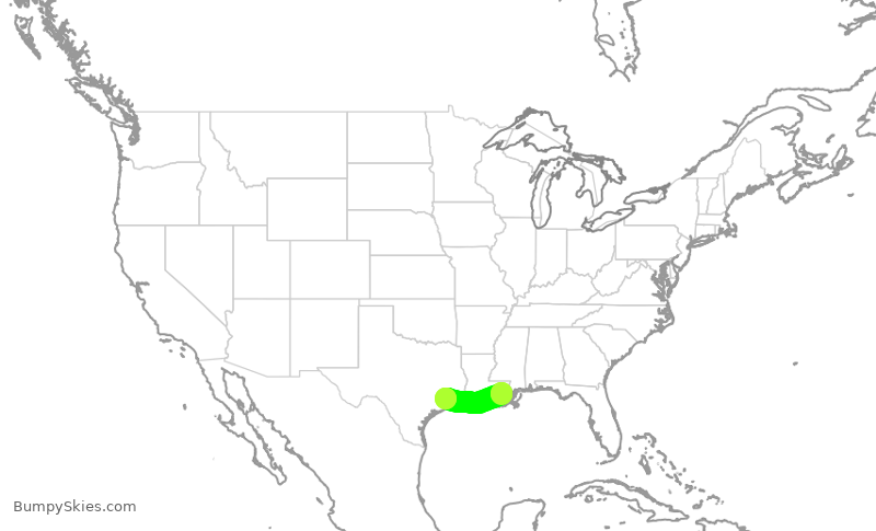 Turbulence forecast map for SWA3494, MSY to HOU