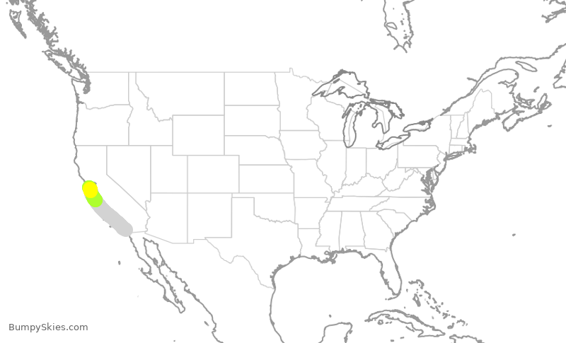 Turbulence forecast map for SWA3497, SAN to SFO