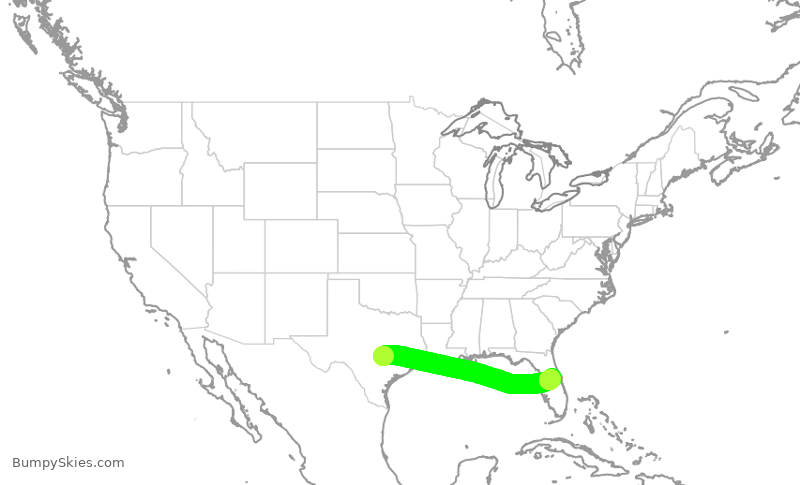 Turbulence forecast map for SWA349, AUS to MCO