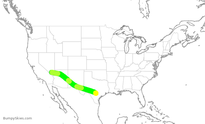 Turbulence forecast map for SWA349, LAS to SAT