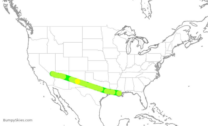 Turbulence forecast map for SWA3500, MSY to LAS