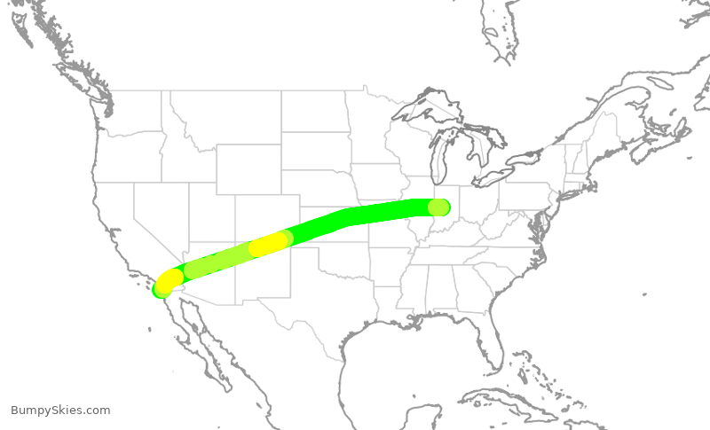 Turbulence forecast map for SWA3505, SAN to IND