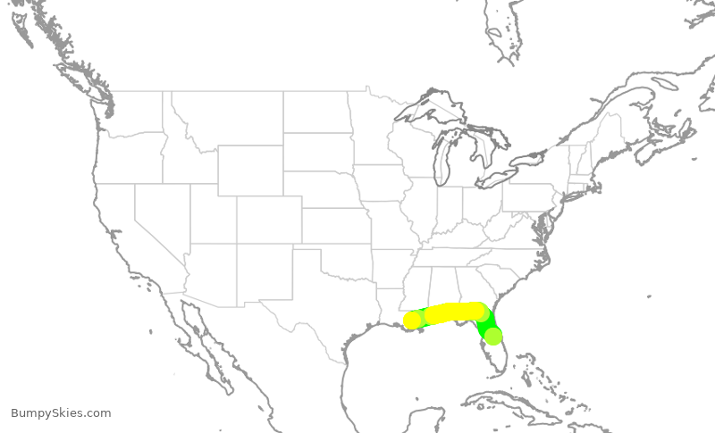 Turbulence forecast map for SWA3507, MSY to MCO