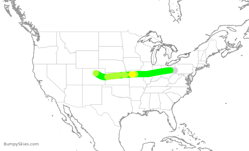 Turbulence forecast map for SWA3507, PIT to DEN