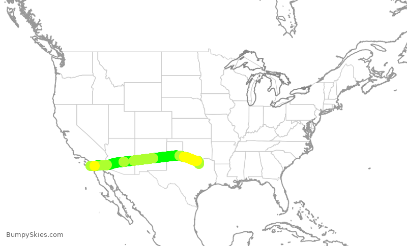 Turbulence forecast map for SWA3509, SAN to DAL
