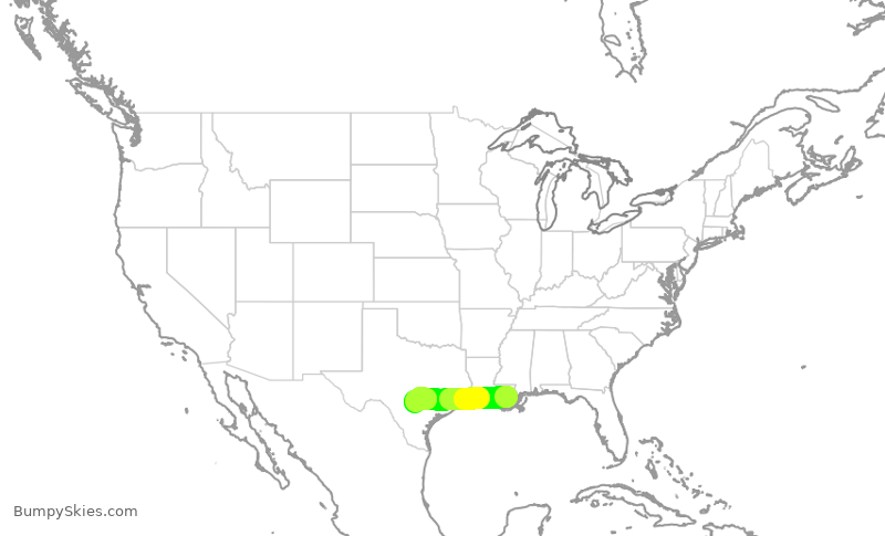 Turbulence forecast map for SWA3514, MSY to SAT