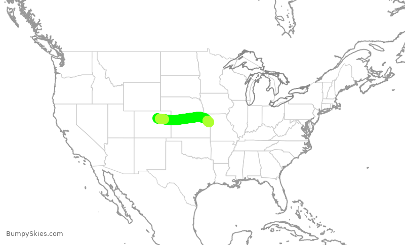 Turbulence forecast map for SWA351, DEN to MCI