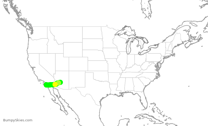 Turbulence forecast map for SWA3524, SAN to PHX
