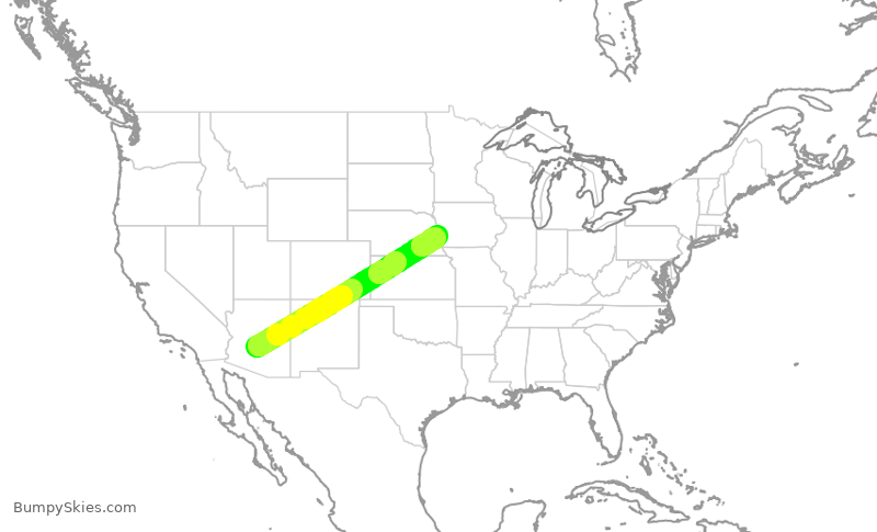 Turbulence forecast map for SWA3525, PHX to OMA