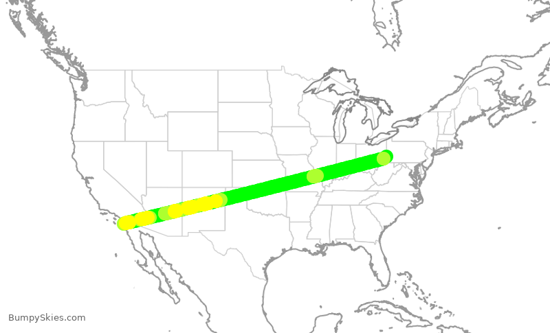 Turbulence forecast map for SWA3528, SAN to PIT
