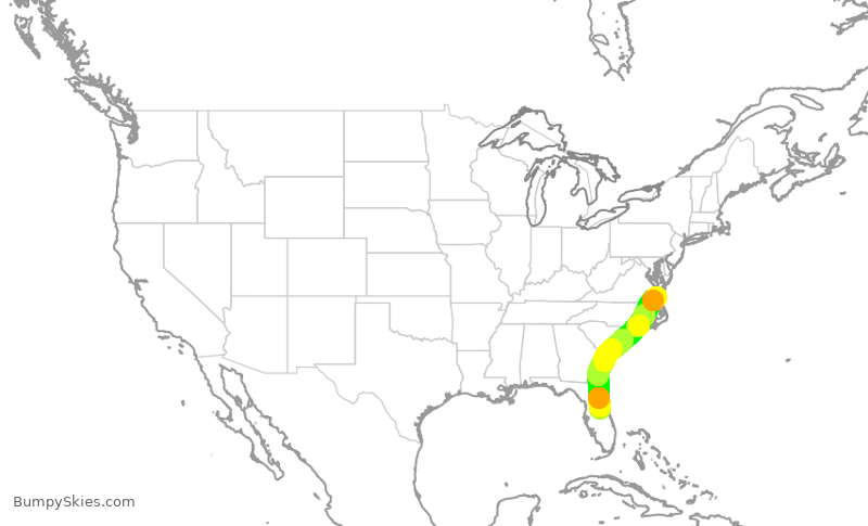 Turbulence forecast map for SWA352, MCO to ORF