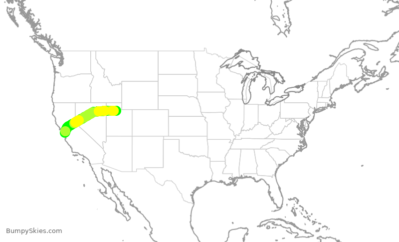 Turbulence forecast map for SWA3538, SJC to SLC