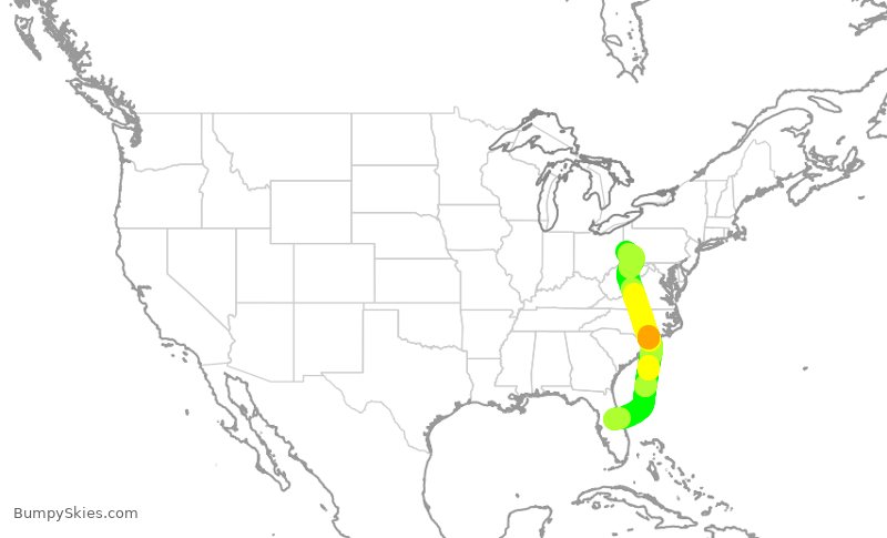 Turbulence forecast map for SWA353, MCO to PIT