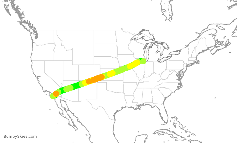 Turbulence forecast map for SWA3541, MDW to SAN