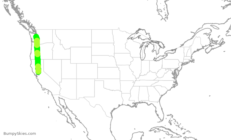 Turbulence forecast map for SWA3542, SEA to SMF