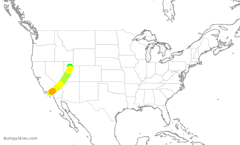 Turbulence forecast map for SWA3544, LAX to SLC