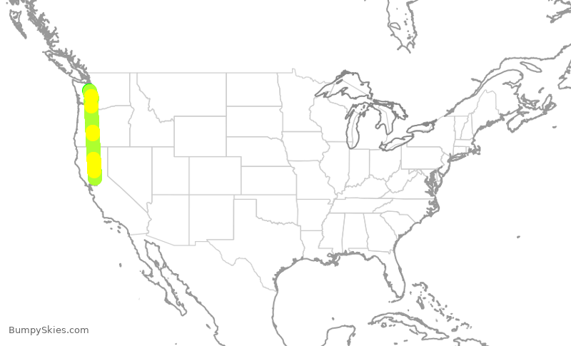 Turbulence forecast map for SWA3544, SEA to SMF