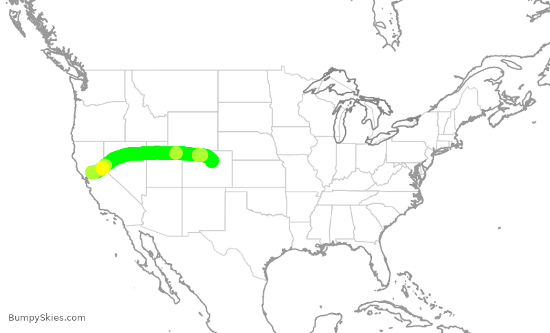 Turbulence forecast map for SWA3548, SMF to DEN