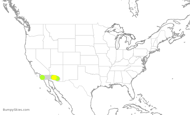 Turbulence forecast map for SWA3555, SAN to TUS