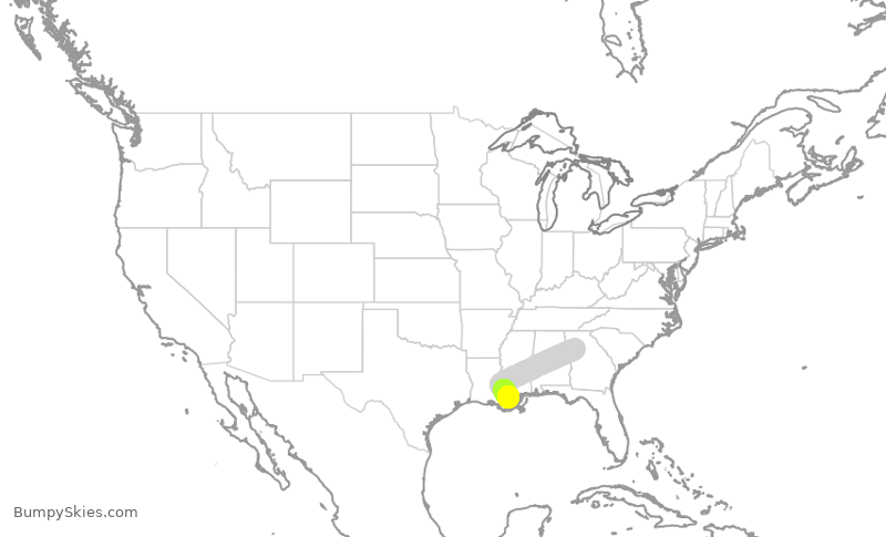 Turbulence forecast map for SWA3560, ATL to MSY