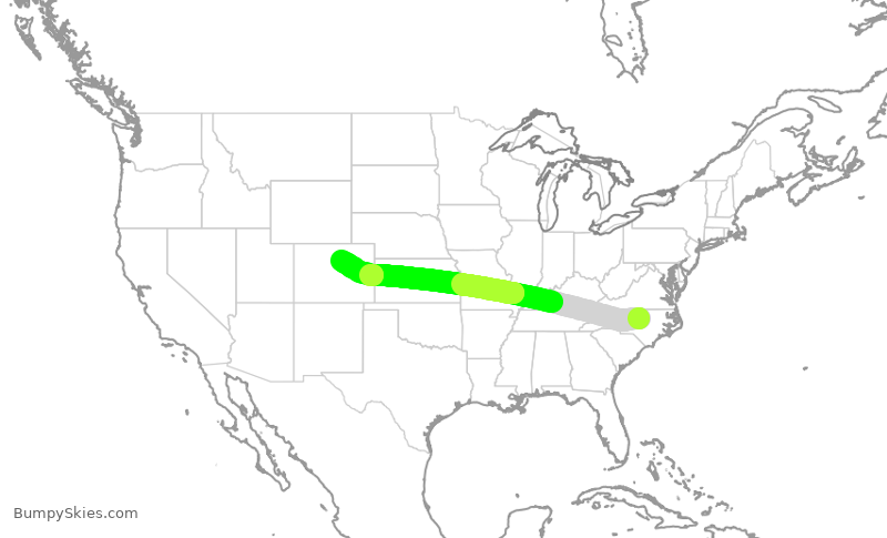 Turbulence forecast map for SWA3561, RDU to DEN