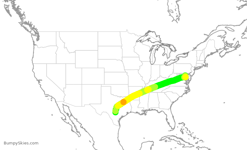 Turbulence forecast map for SWA3561, SAT to BWI