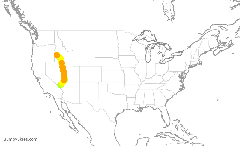 Turbulence forecast map for SWA3565, LAS to BOI