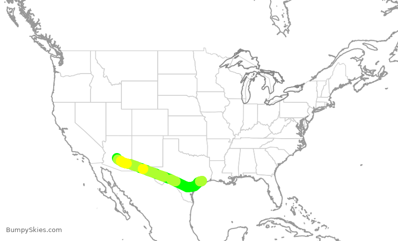 Turbulence forecast map for SWA3565, PHX to HOU