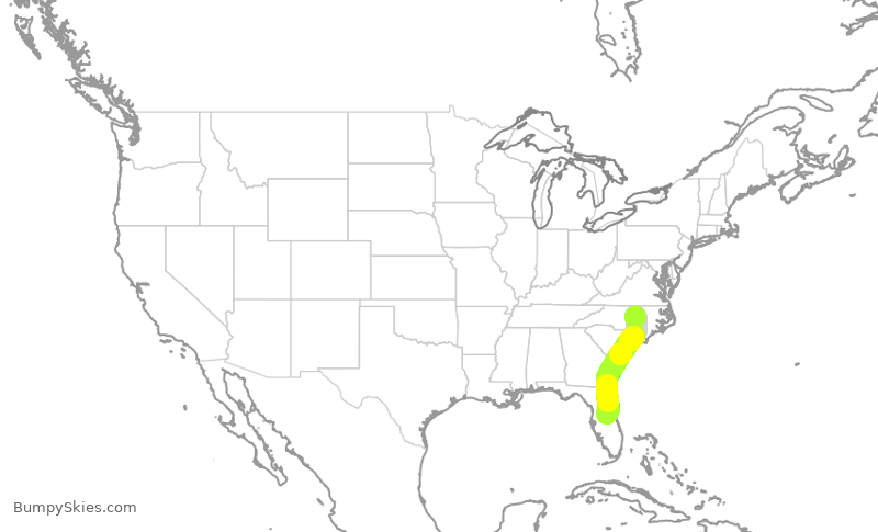 Turbulence forecast map for SWA3566, RDU to MCO