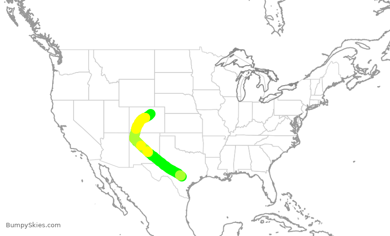Turbulence forecast map for SWA3568, SAT to DEN