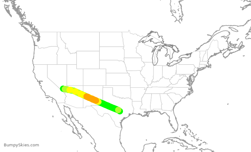 Turbulence forecast map for SWA3569, LAS to AUS